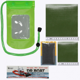 Zestaw Naprawczy Klej Dr. Boat Zielony + Łatka PVC + Siatka wzmacniająca + Pudełko na klej