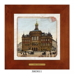 Obrazek Ceramiczny Warszawa 18x18 cm w Drewnianej Ramce