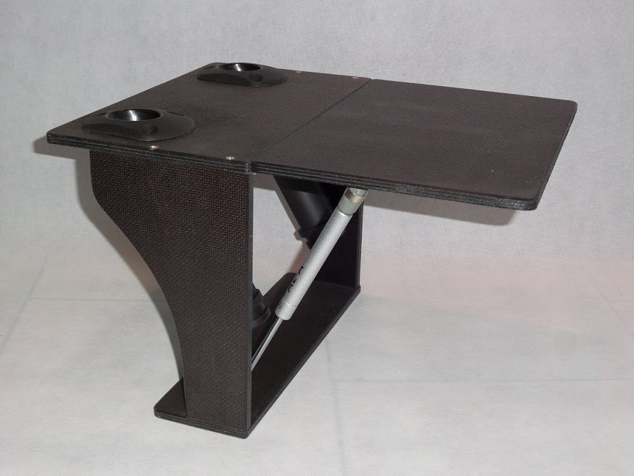 Folding table for a dinghy with a 2-rod holder Folding table for a dinghy with a 2-rod holder