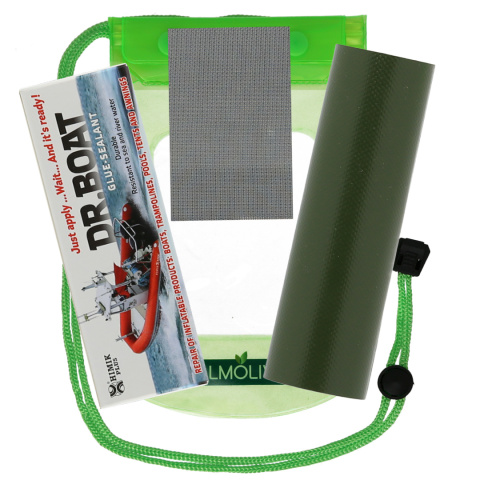Repair Kit Black Dr. Boat + PVC patch + Reinforcing mesh + Glue box Repair Kit Black Dr. Boat + PVC patch + Reinforcing mesh + Glue box