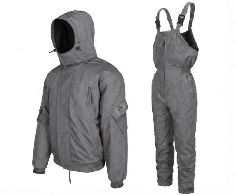 Komplet zimowy SZARY MELANŻ Bars kurtka + spodnie ogrodniczki Rip-Stop do -25°C