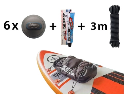 Zestaw 6 x Uchwyt Linki + 3m Linka Elastyczna 8mm + Klej DR. BOAT