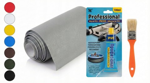 KLEJ PU-312 100 ml + DUŻA ŁATA 1m na 15 cm ZESTAW NAPRAWCZY PONTON PLANDEKA