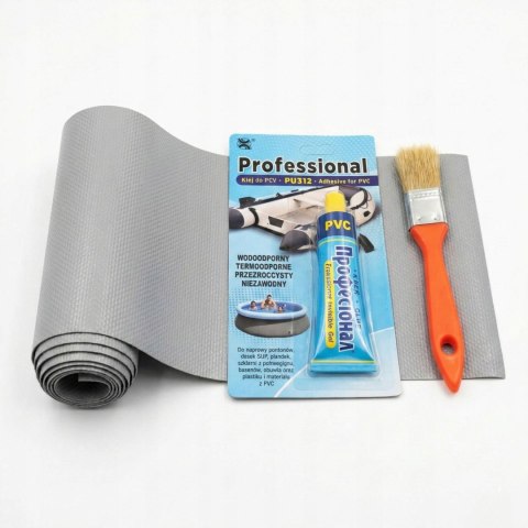 KLEJ PU-312 100 ml + DUŻA ŁATA 1m na 15 cm ZESTAW NAPRAWCZY PONTON PLANDEKA