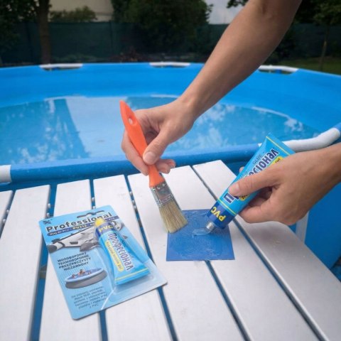 KLEJ PU-312 100 ml + DUŻA ŁATA 1m na 15 cm ZESTAW NAPRAWCZY PONTON PLANDEKA