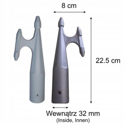 Grot do bosaka 22cm FI 32mm Szary Mocny Praktyczny