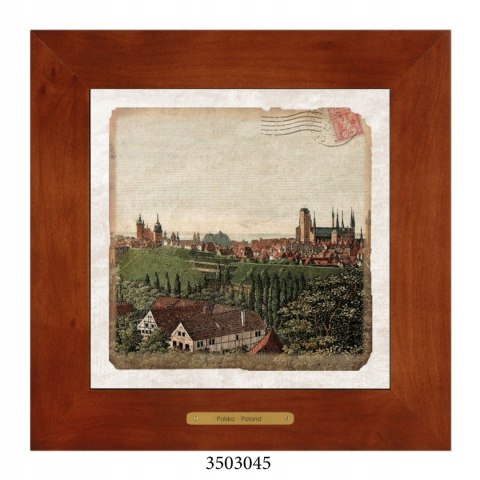 Unikatowy obraz ceramiczny w drewnianej ramie - Polska w dawnych latach