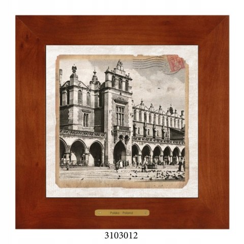 Unikatowy obraz ceramiczny w drewnianej ramie - Polska w dawnych latach