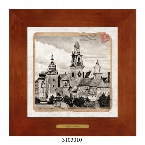 Unikatowy obraz ceramiczny w drewnianej ramie - Polska w dawnych latach