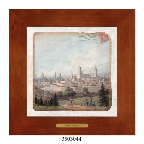 Unikatowy obraz ceramiczny w drewnianej ramie - Polska w dawnych latach