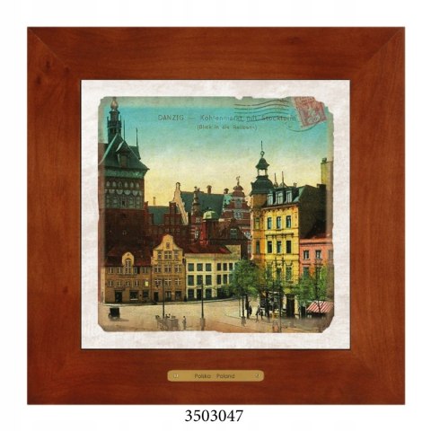 Unikatowy obraz ceramiczny w drewnianej ramie - Polska w dawnych latach