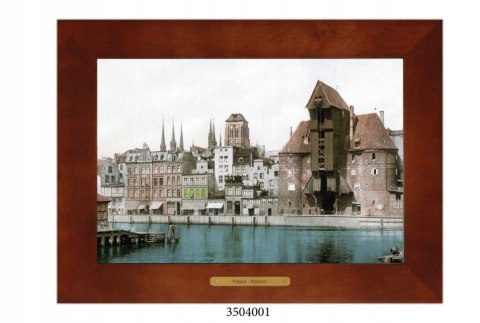Unikatowy obraz ceramiczny w drewnianej ramie - Polska w dawnych latach