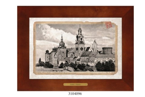 Unikatowy obraz ceramiczny w drewnianej ramie - Polska w dawnych latach