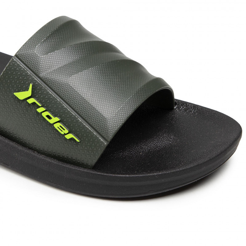 Men's Slippers Rider Black and Green Street Slide 11578 Men's Slippers Rider Black and Green Street Slide 11578