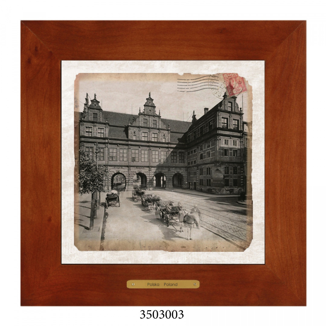 Obrazek Ceramiczny Gdańsk 28x28 cm w Drewnianej Ramce Obrazek Ceramiczny Gdańsk 28x28 cm w Drewnianej Ramce