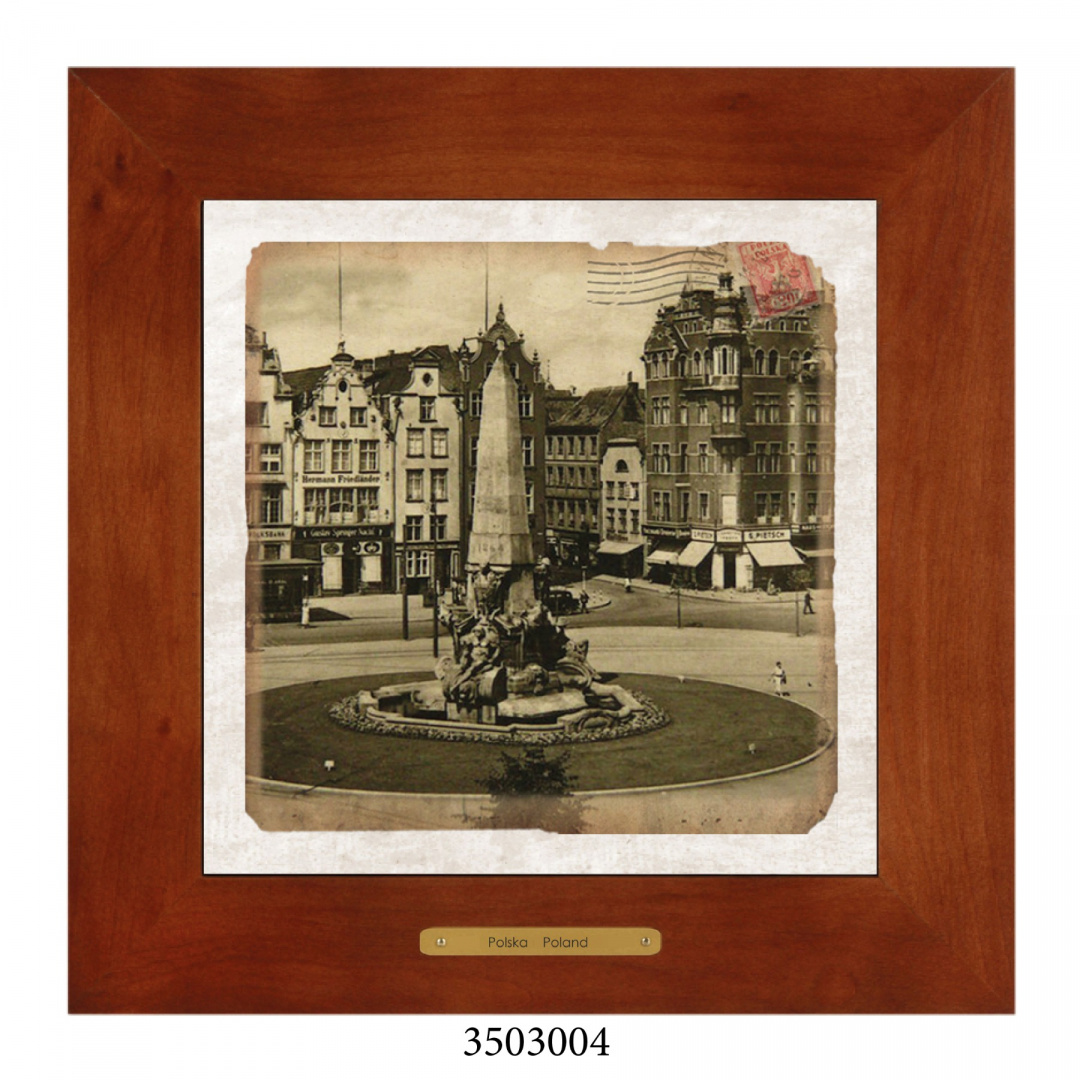 Obrazek Ceramiczny Gdańsk 28x28 cm w Drewnianej Ramce Obrazek Ceramiczny Gdańsk 28x28 cm w Drewnianej Ramce