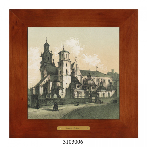 Obrazek Ceramiczny Kraków 18x18 cm w Drewnianej Ramce