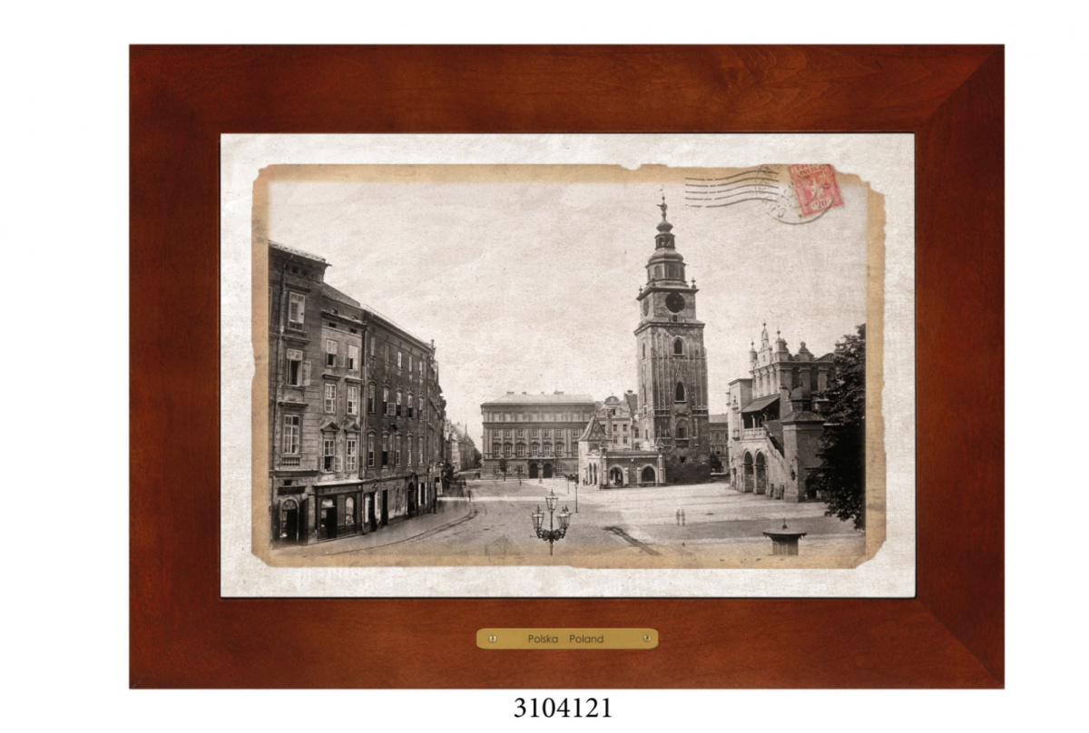 Obrazek Ceramiczny Kraków 38x28 cm w Drewnianej Ramce Obrazek Ceramiczny Kraków 38x28 cm w Drewnianej Ramce
