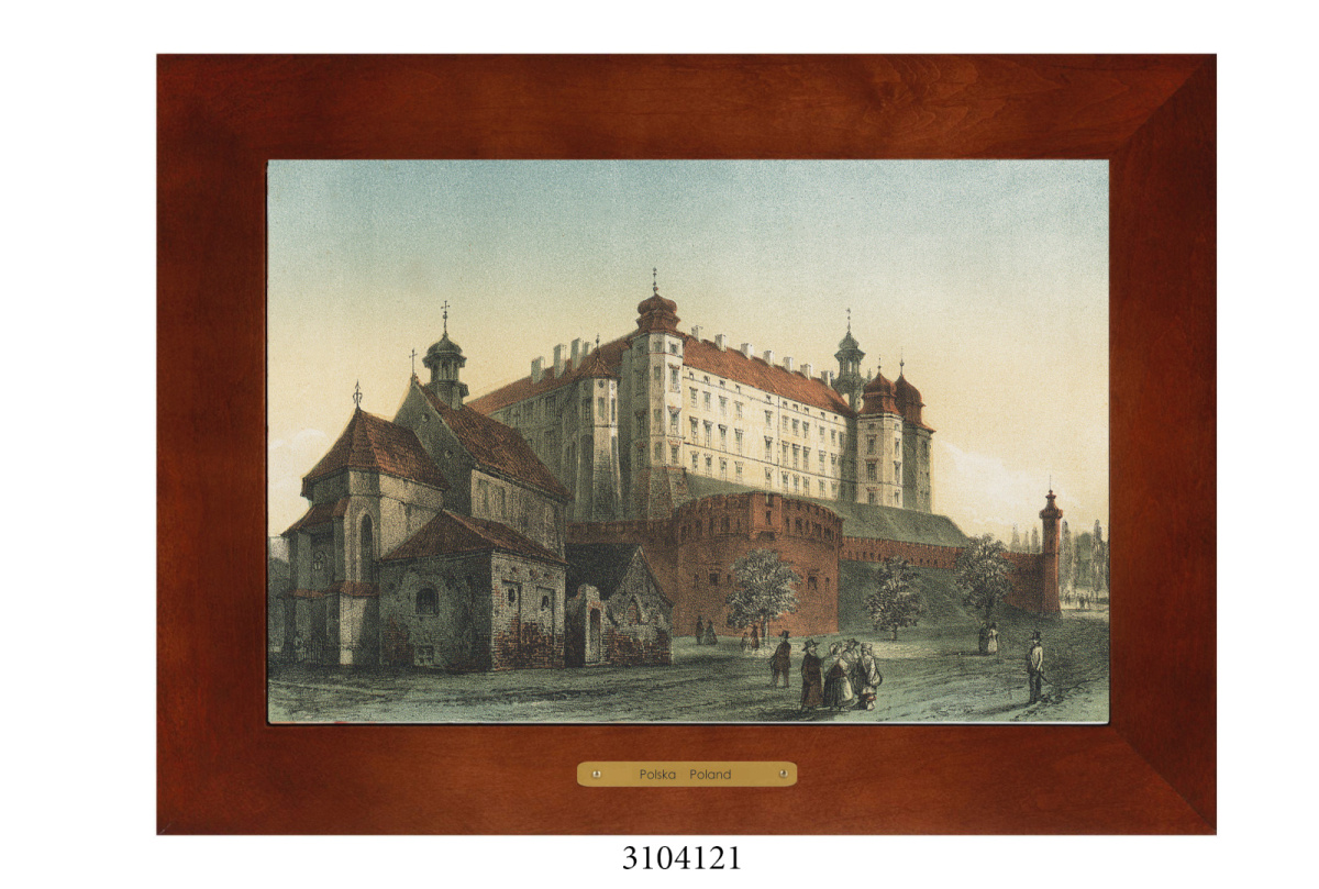 Obrazek Ceramiczny Kraków 38x28 cm w Drewnianej Ramce