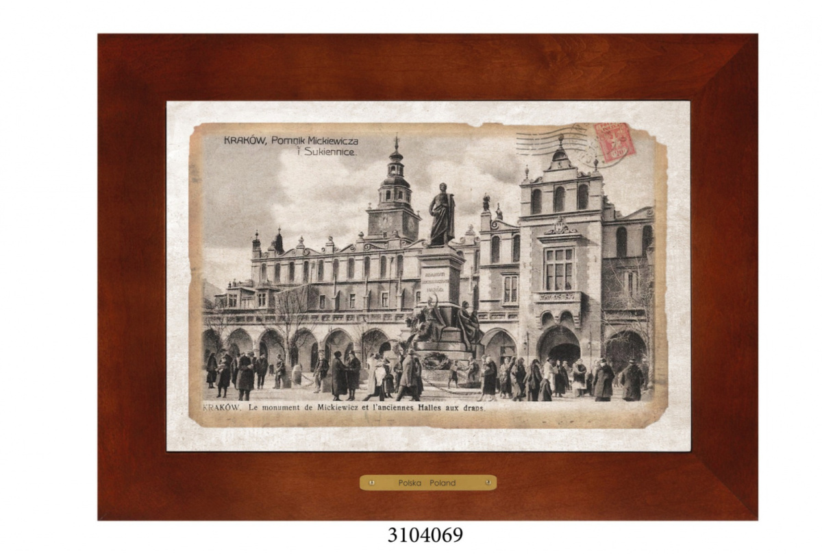 Obrazek Ceramiczny Kraków 38x28 cm w Drewnianej Ramce Obrazek Ceramiczny Kraków 38x28 cm w Drewnianej Ramce