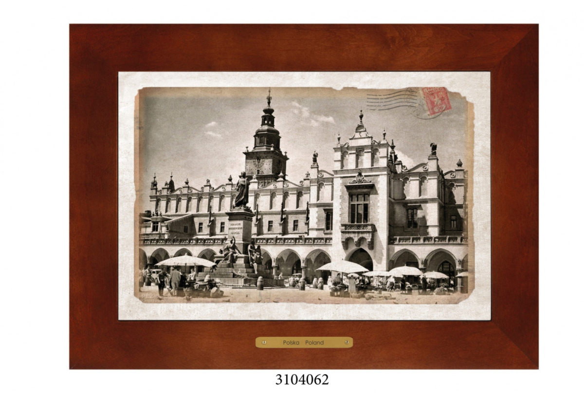 Obrazek Ceramiczny Kraków 38x28 cm w Drewnianej Ramce Obrazek Ceramiczny Kraków 38x28 cm w Drewnianej Ramce