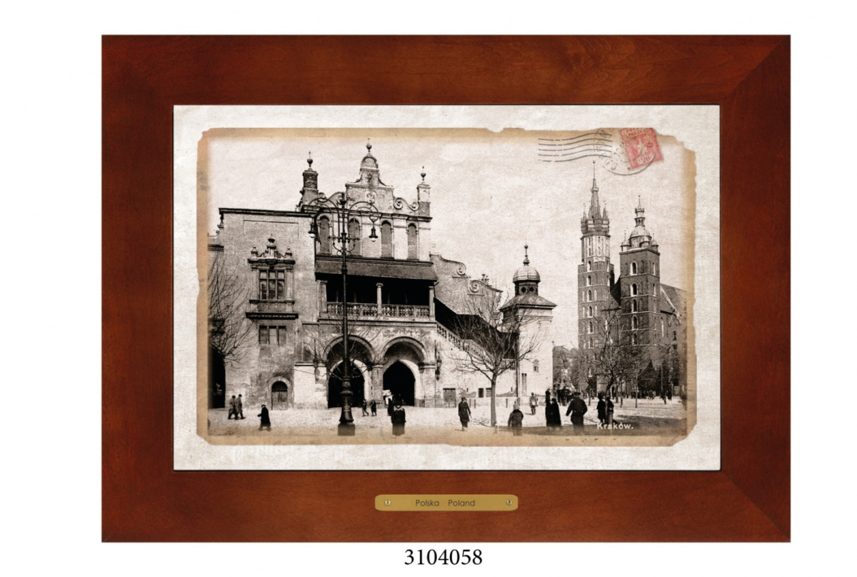 Obrazek Ceramiczny Kraków 38x28 cm w Drewnianej Ramce Obrazek Ceramiczny Kraków 38x28 cm w Drewnianej Ramce