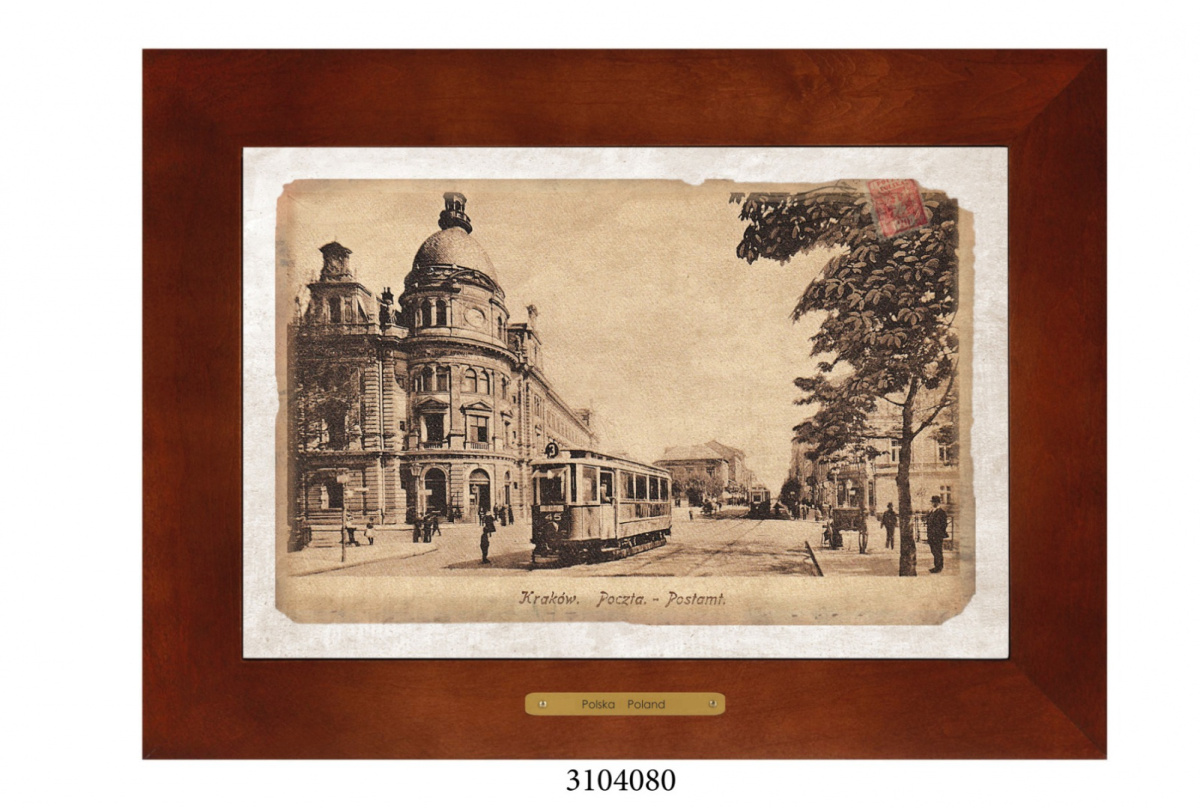 Obrazek Ceramiczny Kraków 38x28 cm w Drewnianej Ramce Obrazek Ceramiczny Kraków 38x28 cm w Drewnianej Ramce