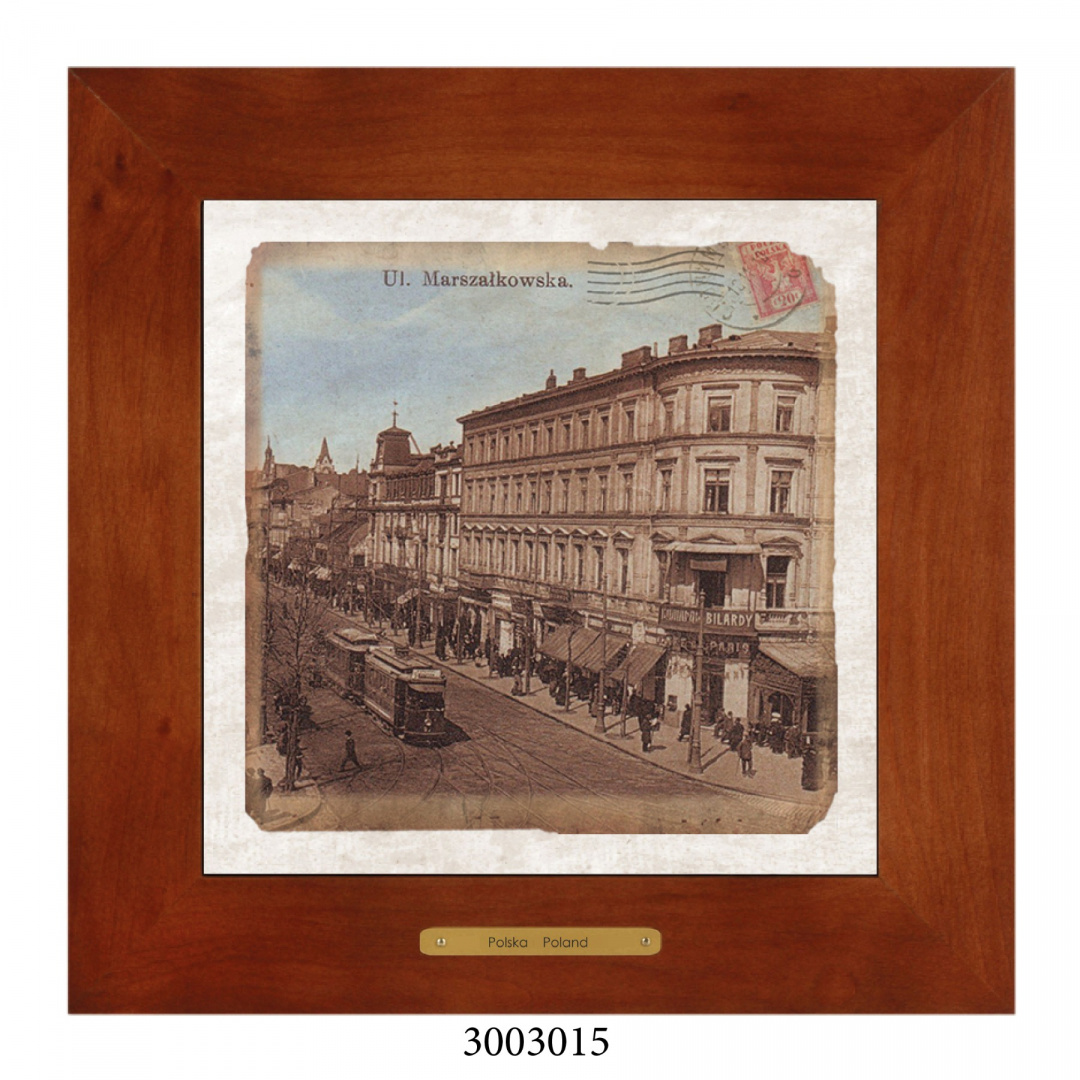 Obrazek Ceramiczny Warszawa 20x20 cm w Drewnianej Ramce Obrazek Ceramiczny Warszawa 20x20 cm w Drewnianej Ramce