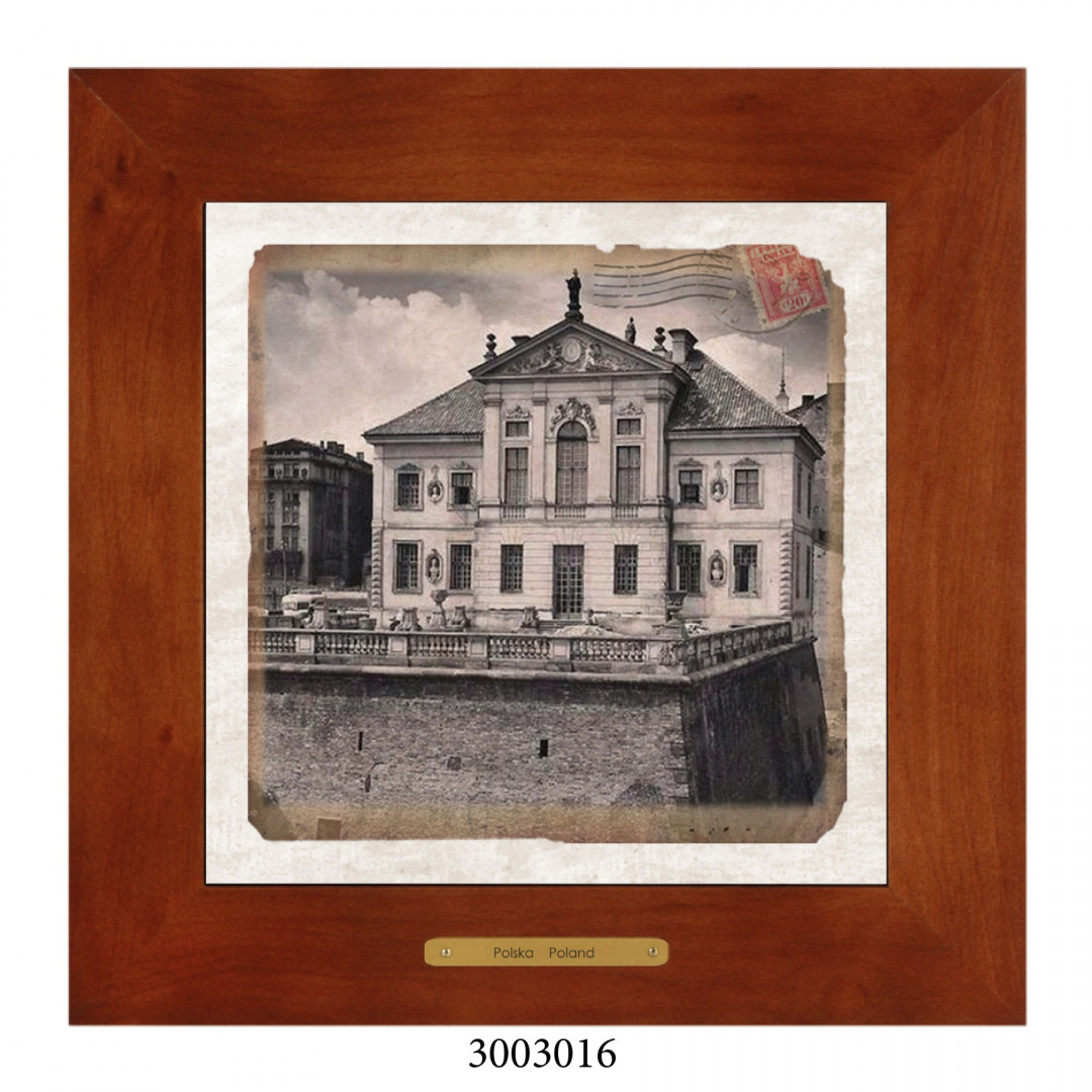 Obrazek Ceramiczny Warszawa 20x20 cm w Drewnianej Ramce