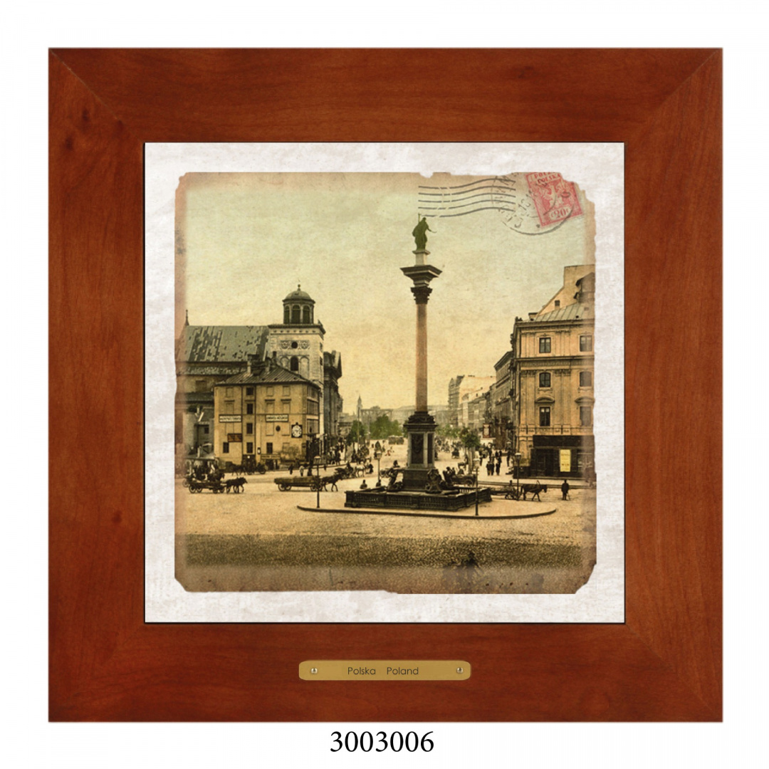 Obrazek Ceramiczny Warszawa 20x20 cm w Drewnianej Ramce Obrazek Ceramiczny Warszawa 20x20 cm w Drewnianej Ramce