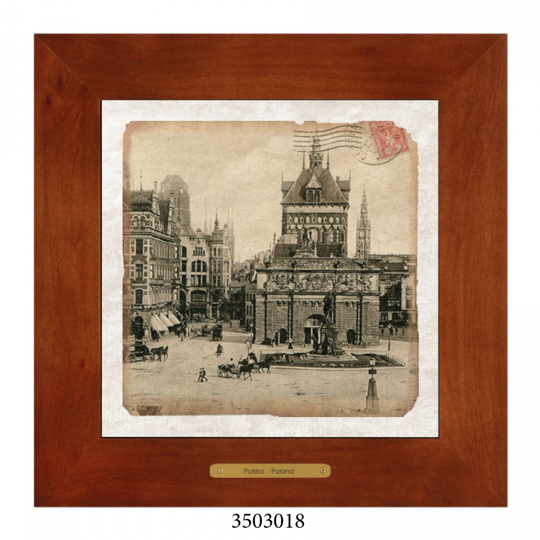 Obrazek Ceramiczny Gdańsk 28x28 cm w Drewnianej Ramce