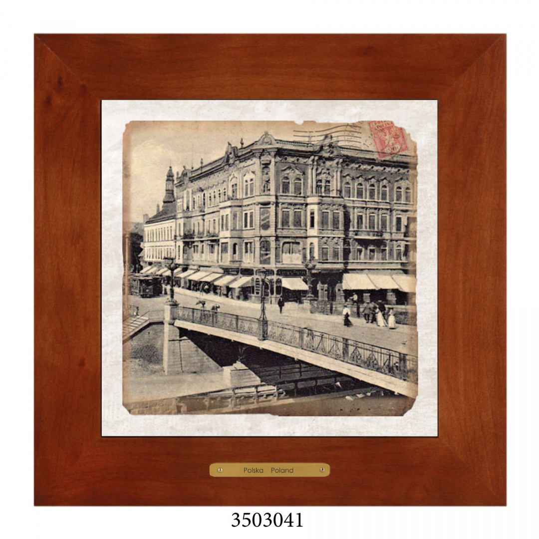 Obrazek Ceramiczny Gdańsk 28x28 cm w Drewnianej Ramce Obrazek Ceramiczny Gdańsk 28x28 cm w Drewnianej Ramce