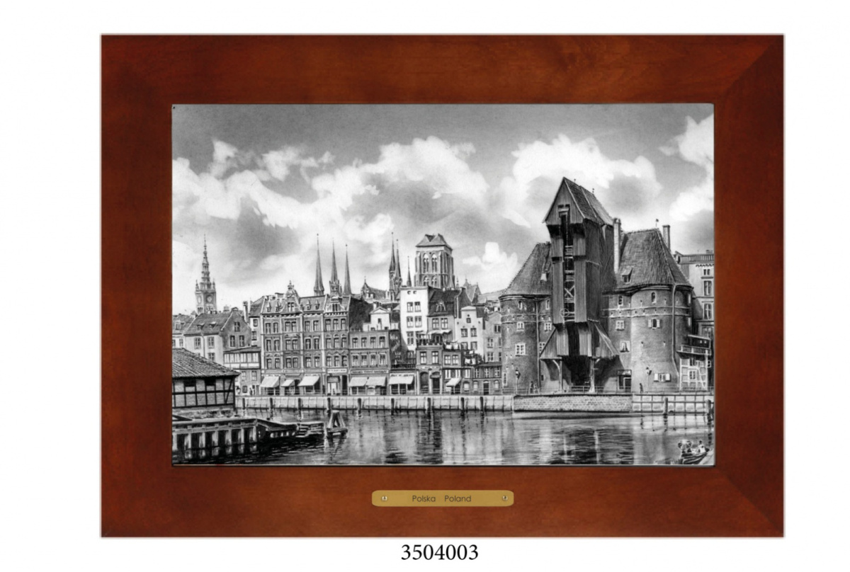 Obrazek Ceramiczny Gdańsk 28x38 cm w Drewnianej Ramce