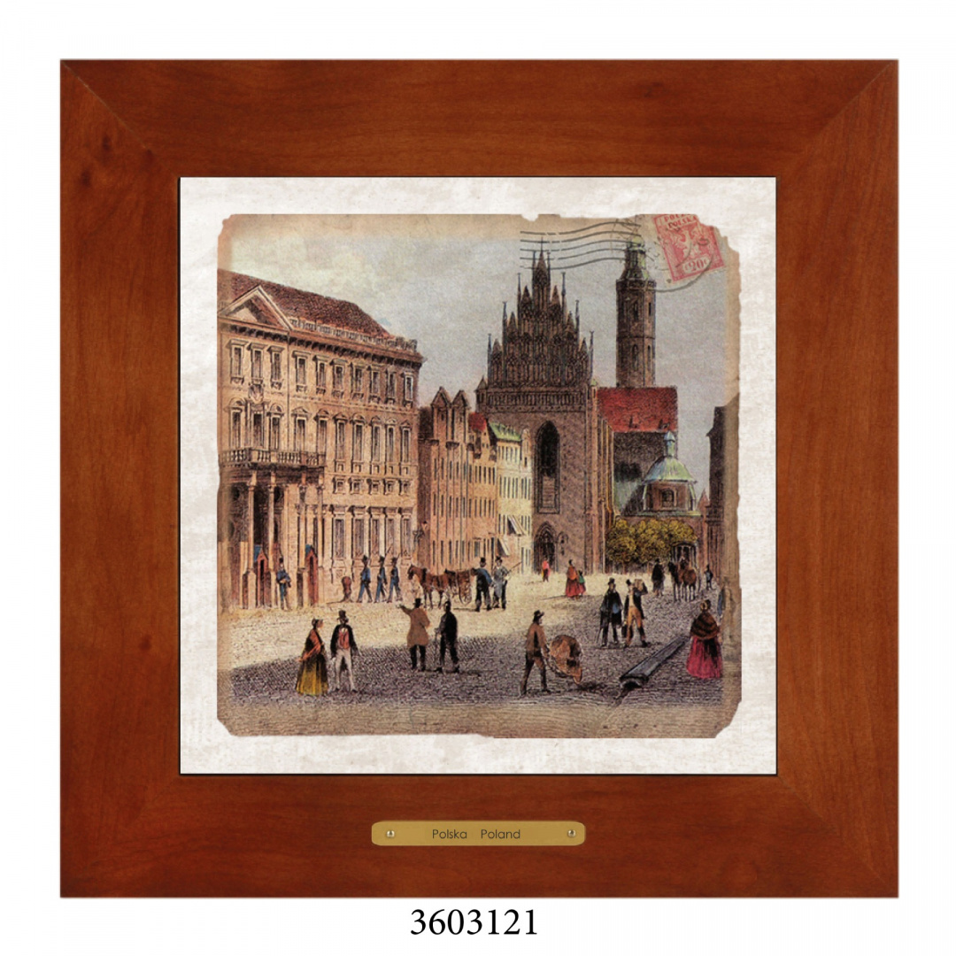 Obrazek Ceramiczny Wrocław 28x28 cm w Drewnianej Ramce Obrazek Ceramiczny Wrocław 28x28 cm w Drewnianej Ramce