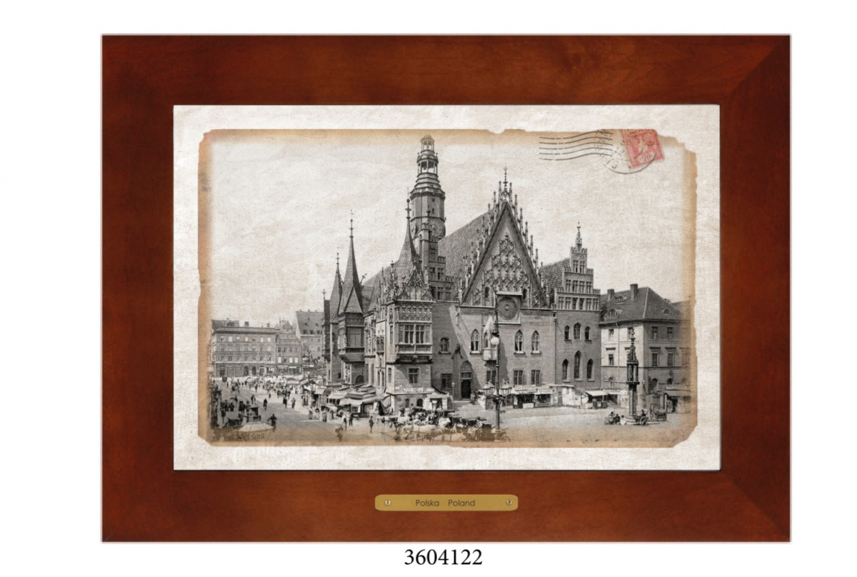 Obrazek Ceramiczny Wrocław 28x38 cm w Drewnianej Ramce